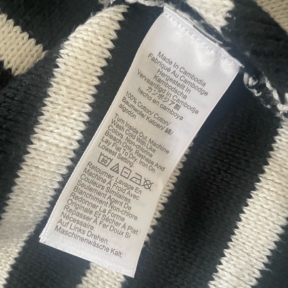 J Crew Emilie Patch Pocket Sweater Lady Jacket in Black Stripe M - Picture 6 of 6